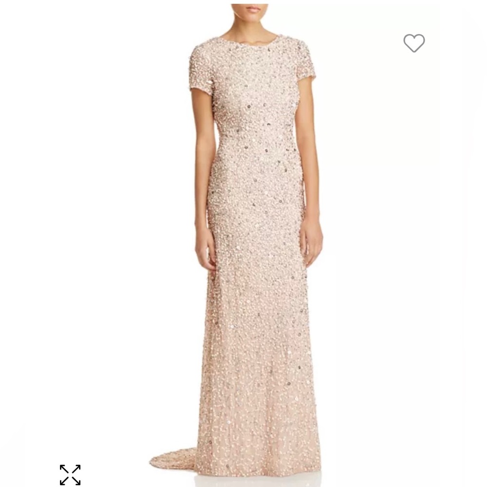 Adrianna Papell Sequined Cap Sleeve Gown